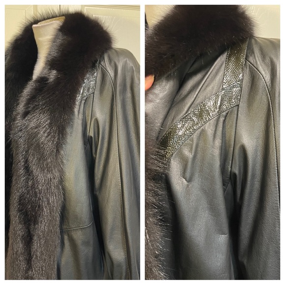 Leather - fur Vintage 80’s coat - Picture 3 of 9